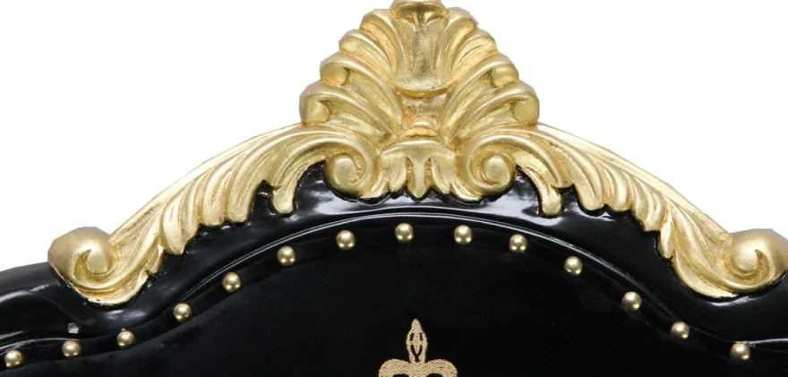 Pompöös by Casa Padrino Luxus Barock Sessel Bergere Schwarz / Gold mit Goldkrone - Pompööser Barock Sessel designed by Harald Glööckler