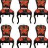 Pompöös by Casa Padrino Luxus Barock Esszimmerstühle Roses Schwarz / Rot / Gold - Esszimmer Set - 6 Pompööse Barock Stühle designed by Harald Glööckler