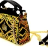 Pompöös by Casa Padrino Luxus Damen Handtasche Krone und Strass Steine Schwarz / Gold 25 x H. 20 cm - designed by Harald Glööckler