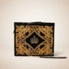 Pompöös by Casa Padrino Luxus Damen Handtasche Krone und Glitzersteine Schwarz / Gold 43 x H. 43 cm - designed by Harald Glööckler