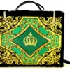 Pompöös by Casa Padrino Luxus Damen Handtasche Krone und Glitzersteine Grün / Schwarz / Gold 43 x H. 43 cm - designed by Harald Glööckler