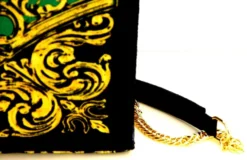 Pompöös by Casa Padrino Luxus Damen Handtasche Krone und Glitzersteine Grün / Schwarz / Gold 43 x H. 43 cm - designed by Harald Glööckler