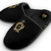 Pompöös by Casa Padrino Luxus Damen VIP Hotelslipper mit Krone Schwarz / Gold - designed by Harald Glööckler