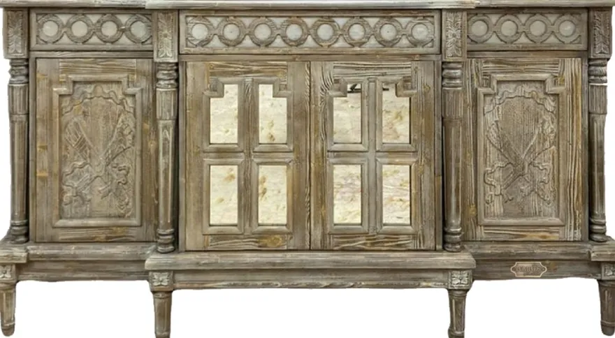 Pompöös by Casa Padrino Luxus Landhausstil Sideboard Provence Antik Grau 250 cm - Designed by Harald Glööckler
