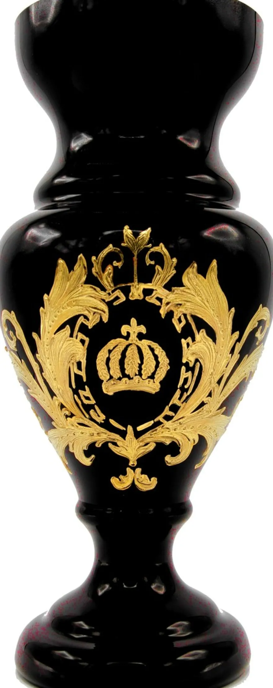 Pompöös by Casa Padrino Luxus Pokal Vase mit 24 Karat Vergoldung Schwarz / Gold Ø 14 x H. 30,5 cm - Pompööse Blumenvase designed by Harald Glööckler