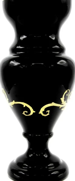 Pompöös by Casa Padrino Luxus Pokal Vase mit 24 Karat Vergoldung Schwarz / Gold Ø 14 x H. 30,5 cm - Pompööse Blumenvase designed by Harald Glööckler