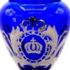 Pompöös by Casa Padrino Luxus Pokal Vase mit edler Platin Beschichtung Blau / Silber Ø 14 x H. 30,5 cm - Pompööse Blumenvase designed by Harald Glööckler