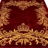 Pompöös by Casa Padrino Luxus Teppich von Harald Glööckler 80 x 150 cm Krone Bordeauxrot / Gold - Barock Design Teppich - Handgewebt aus Wolle