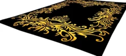 Pompöös by Casa Padrino Luxus Teppich von Harald Glööckler 120 x 170 cm Krone Schwarz / Gold - Barock Design Teppich - Handgewebt aus Wolle