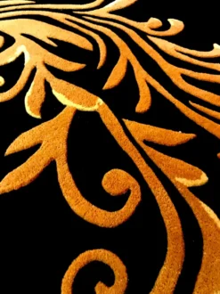 Pompöös by Casa Padrino Luxus Teppich von Harald Glööckler 120 x 170 cm Krone Schwarz / Gold - Barock Design Teppich - Handgewebt aus Wolle