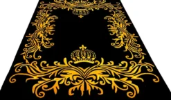 Pompöös by Casa Padrino Luxus Teppich von Harald Glööckler - ALLE GRÖßEN - Krone Schwarz / Gold - Barock Design Teppich - Handgewebt aus Wolle