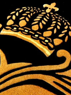 Pompöös by Casa Padrino Luxus Teppich von Harald Glööckler - ALLE GRÖßEN - Krone Schwarz / Gold - Barock Design Teppich - Handgewebt aus Wolle