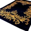 Pompöös by Casa Padrino Luxus Teppich von Harald Glööckler 160 x 230 cm Krone Royalblau / Gold - Barock Design Teppich - Handgewebt aus Wolle