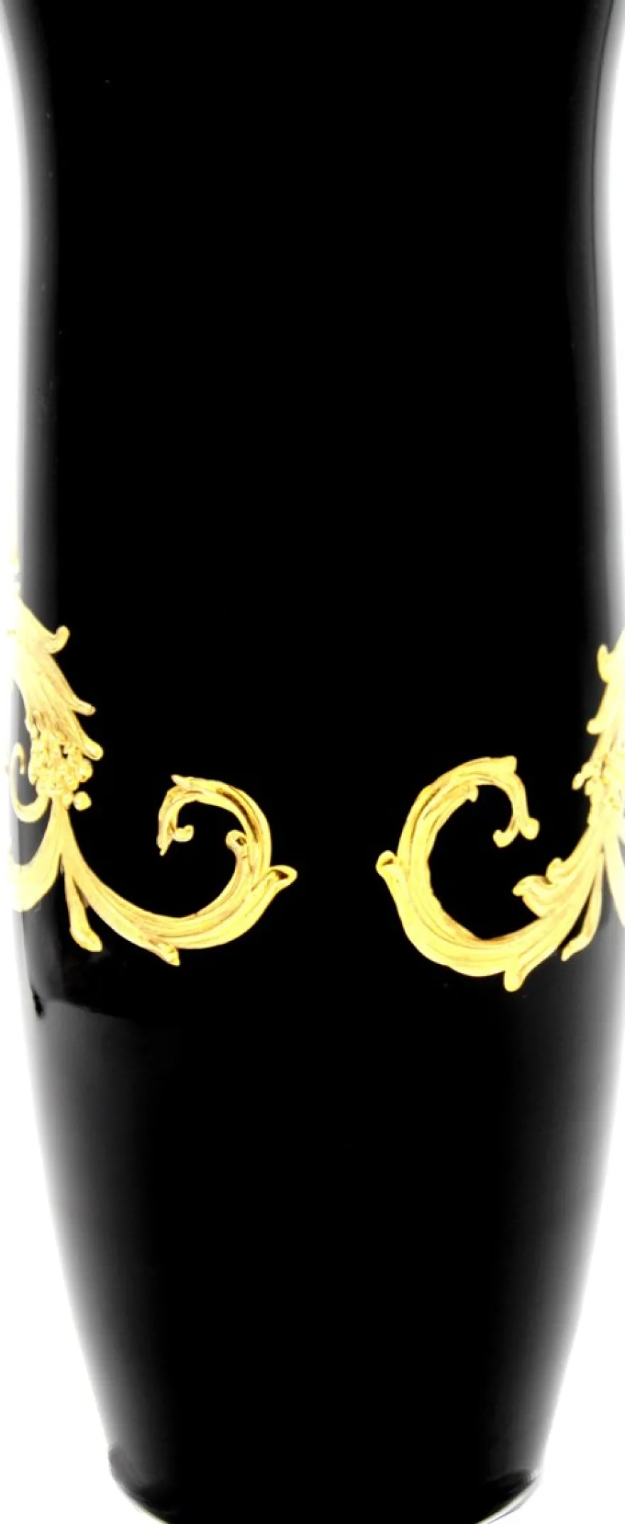 Pompöös by Casa Padrino Luxus Vase mit 24 Karat Vergoldung Schwarz / Gold Ø 12,3 x H. 30 cm - Pompööse Blumenvase designed by Harald Glööckler