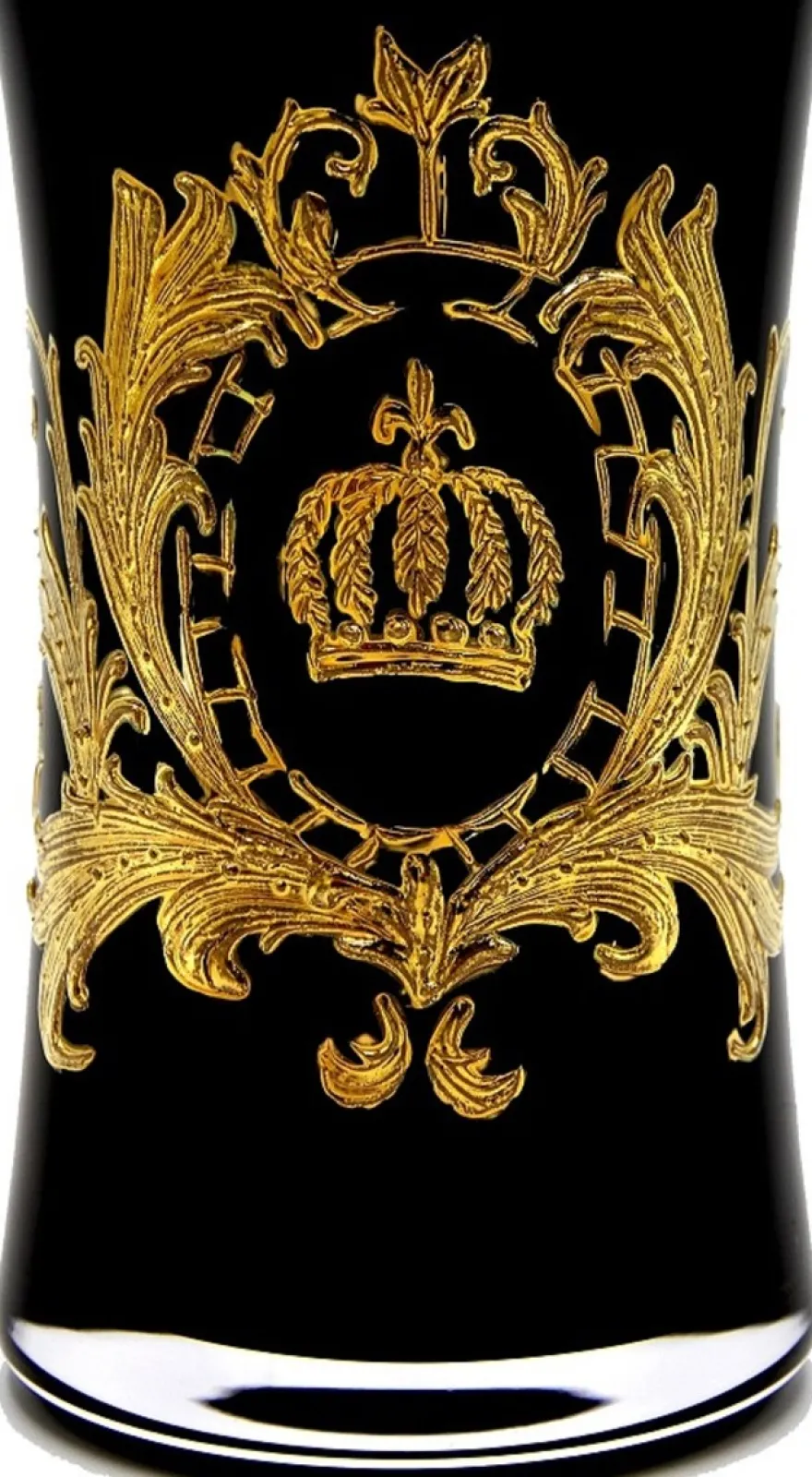 Pompöös by Casa Padrino Luxus Wasserglas Set Schwarz / Gold Ø 8 x H. 13 cm - Wassergläser mit 24 Karat Vergoldung - Pompööse Gläser designed by Harald Glööckler