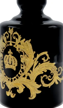 Pompöös by Casa Padrino Luxus Whisky Karaffe mit 24 Karat Vergoldung Schwarz / Gold Ø 12,5 x H. 25 cm - Pompööse Glas Karaffe designed by Harald Glööckler