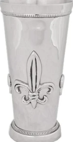 Prunkvoller Barock Becher Messing vernickelt mit Lilien Motiv von Casa Padrino