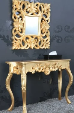 Prunkvoller Barock Wandspiegel 76 x 76 cm Gold - Goldener Spiegel quadratisch Barock Wandspiegel Gold Antik, Höhe 76 cm, Breite 76 cm, Edel & Prunkvoll