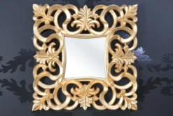 Prunkvoller Barock Wandspiegel 76 x 76 cm Gold - Goldener Spiegel quadratisch Barock Wandspiegel Gold Antik, Höhe 76 cm, Breite 76 cm, Edel & Prunkvoll