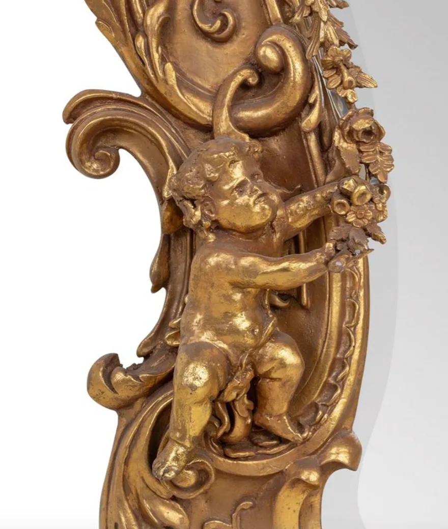 Prunkvoller Casa Padrino Barock Spiegel Gold 188 x 120 cm mit Engelsmotiven - Antik Stil - Schwere Ausführung