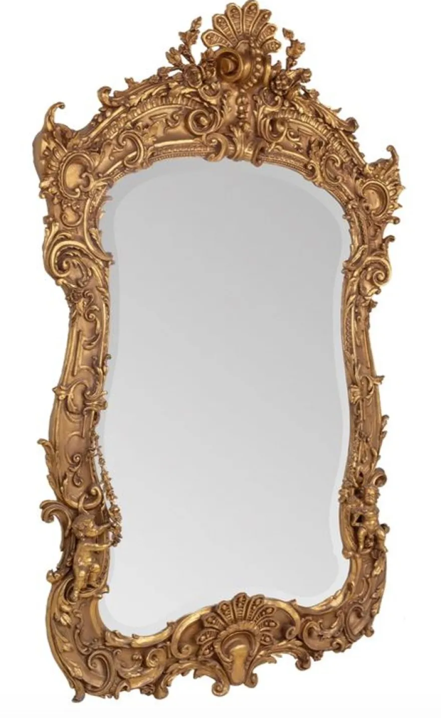 Prunkvoller Casa Padrino Barock Spiegel Gold 188 x 120 cm mit Engelsmotiven - Antik Stil - Schwere Ausführung