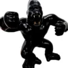 Riesige Casa Padrino Designer Deko Skulptur Gorilla Affe Schwarz mit goldenen Zähnen 180 x H. 200 cm - Wetterbeständige Dekofigur