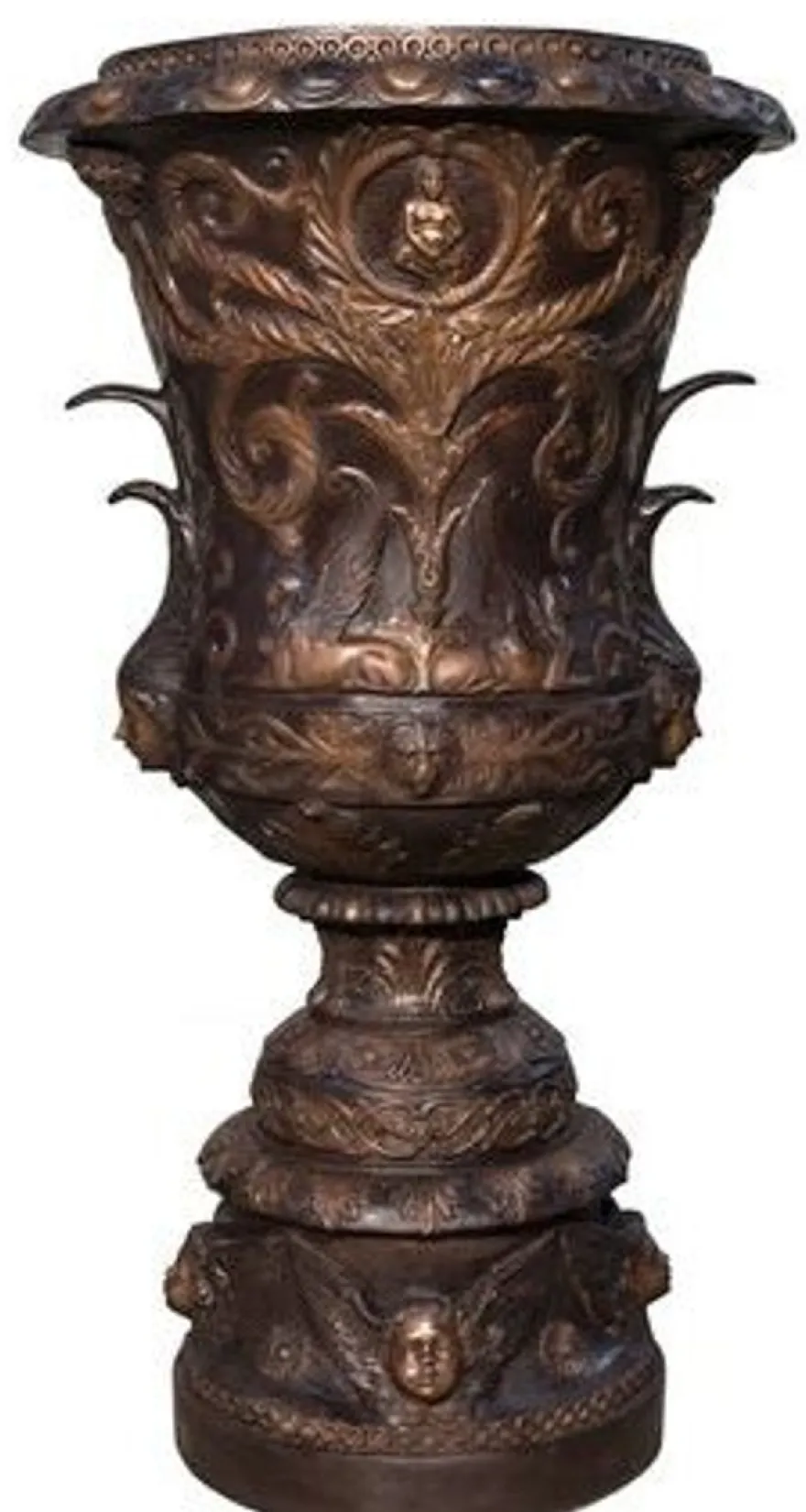 Riesiger Barock Bronze Blumenkübel Pflanzenkübel Jugendstil H 112 x 61 x 61 cm - Luxus Wohndeko