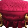 Riesiger Barock Rundhocker Hocker Bordeaux / Gold