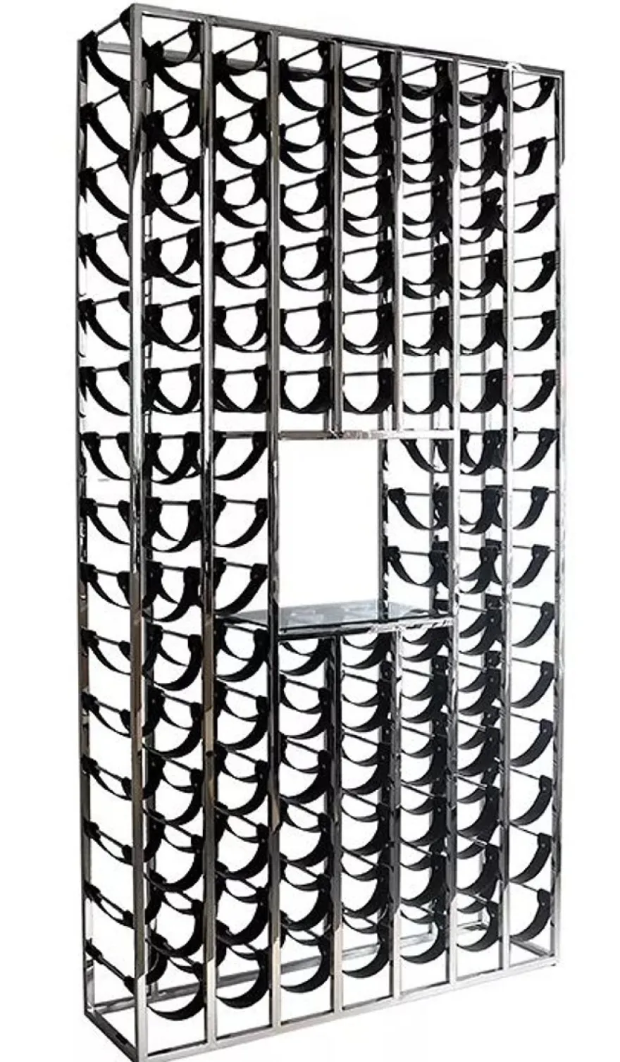 Riesiges Casa Padrino Luxus Weinflaschen Regal Silber / Schwarz 114 x 32 x H. 220 cm - Weinregal