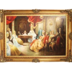 Riesiges Handgemaltes Barock Öl Gemälde Literaturabend Mod.2 Gold Prunk Rahmen 225 x 165 x 10 cm - Massives Material