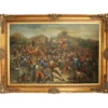 Riesiges Handgemaltes Barock Öl Gemälde Krieg Gold Prunk Rahmen 225 x 165 x 10 cm - Massives Material