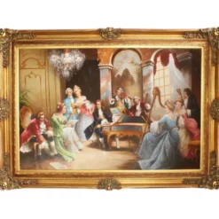 Riesiges Handgemaltes Barock Öl Gemälde Abend mit Klassischer Musik Mod.2 Gold Prunk Rahmen 225 x 165 x 10 cm - Massives Material