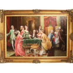 Riesiges Handgemaltes Barock Öl Gemälde Gold Prunk Rahmen 225 x 165 x 10 cm - Massiv