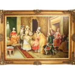 Riesiges Handgemaltes Barock Öl Gemälde Gesellschaft Mod.2 Gold Prunk Rahmen 225 x 165 x 10 cm - Massives Material