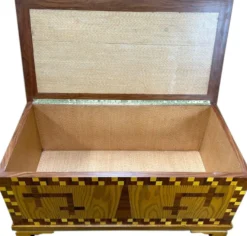 Truhen Kommode 40er Jahre Museumsnachbau Replikat 102 x 52 x H 50 cm - Braun Intarsien Antik Stil Möbel Berlin Truhe Art Deco